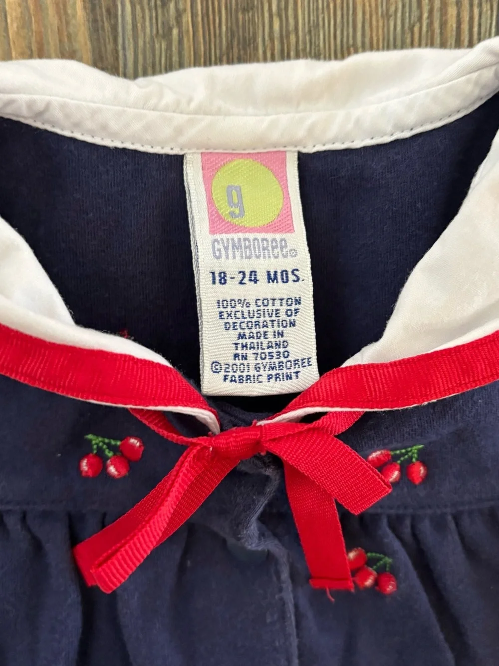 Y2K Gymboree Sailor Collar Cherry Romper Jumper 18-24 Months Blue Red White 2001